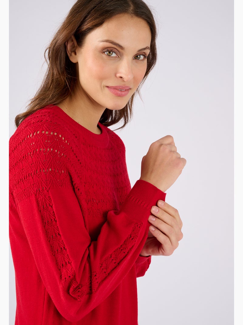 Pull jeu de maille fantaisie - Damart Rouge - Kiabi