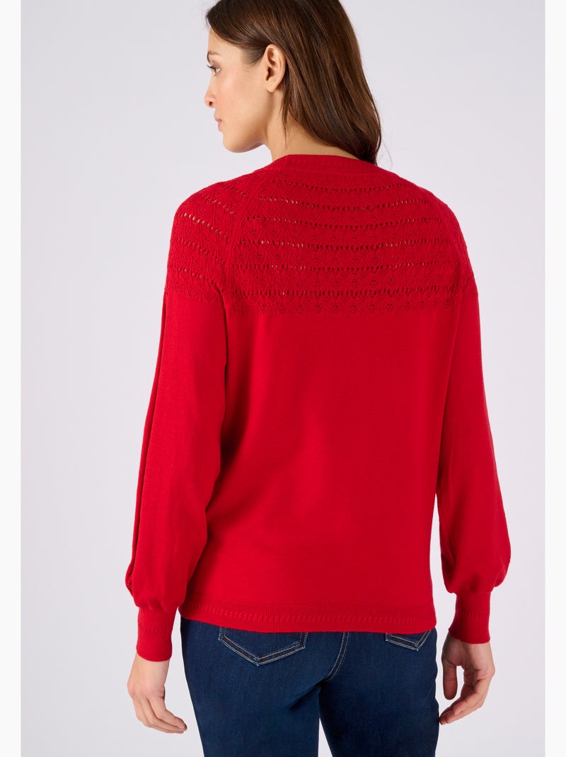 Pull jeu de maille fantaisie - Damart Rouge - Kiabi