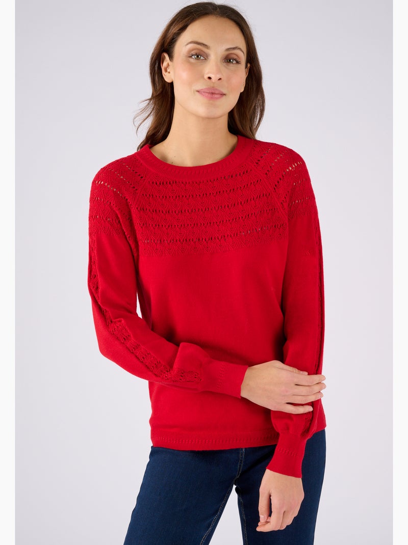 Pull jeu de maille fantaisie - Damart Rouge - Kiabi
