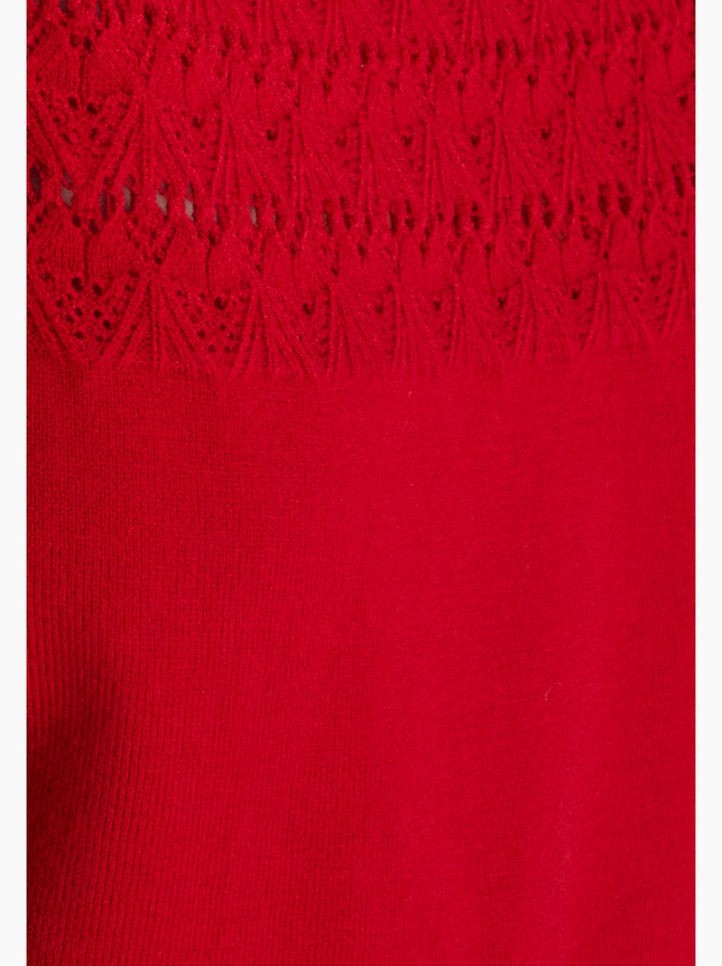 Pull jeu de maille fantaisie - Damart Rouge - Kiabi