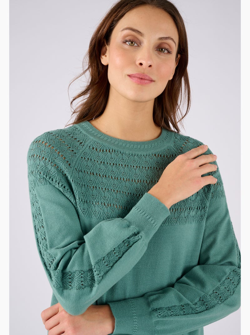 Pull jeu de maille fantaisie - Damart Vert Sauge - Kiabi