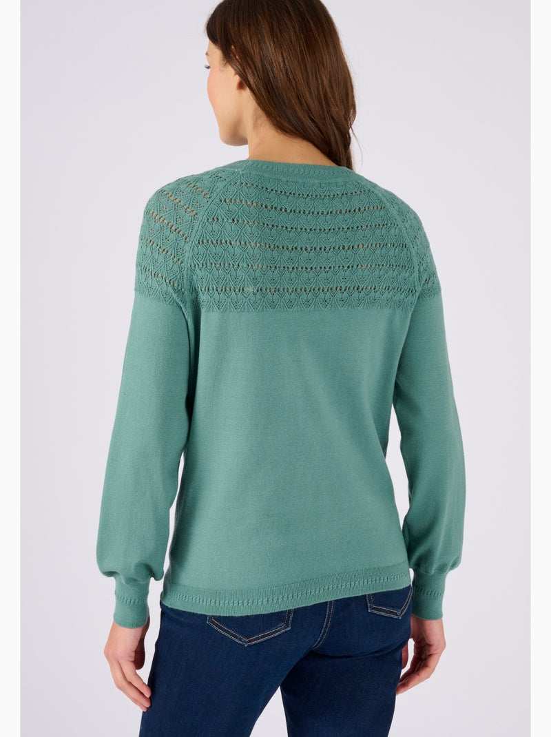 Pull jeu de maille fantaisie - Damart Vert Sauge - Kiabi