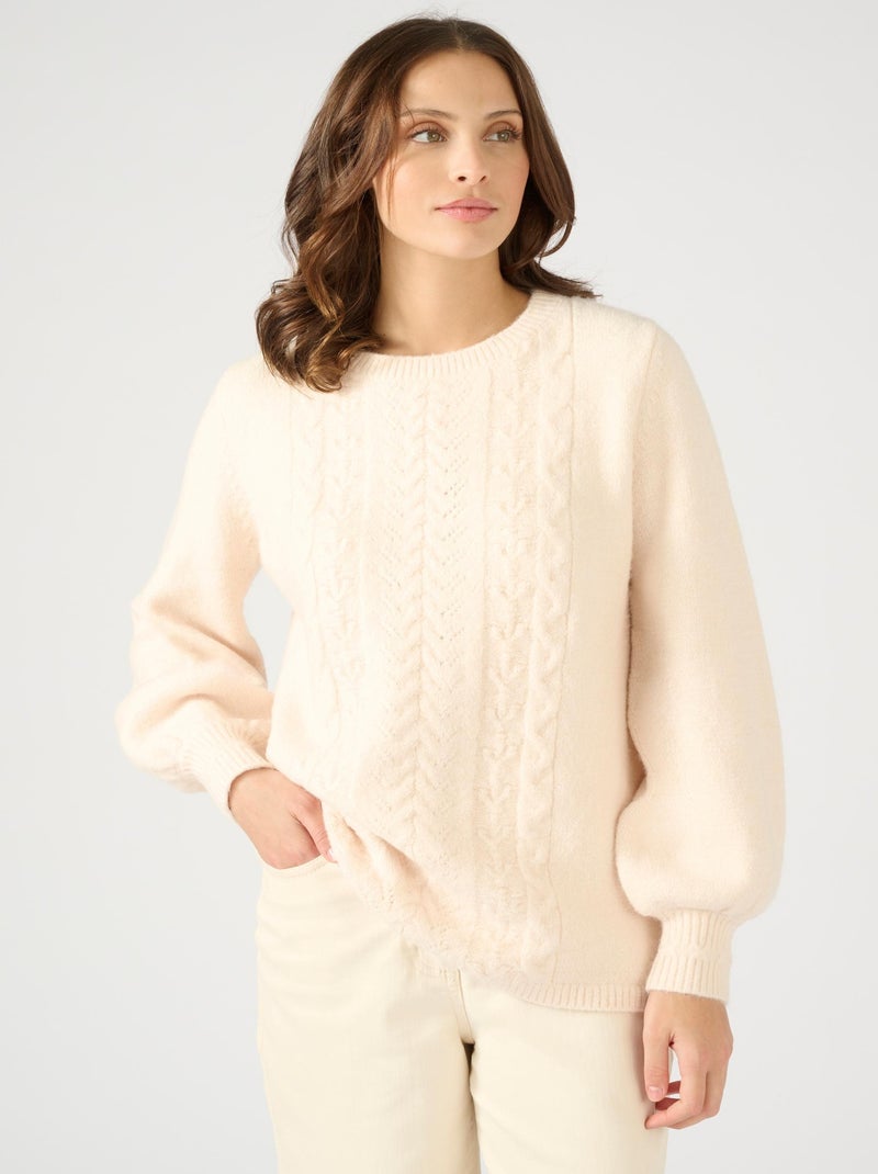 Pull jeu de maille fantaisie Thermolactyl - Damart Beige - Kiabi