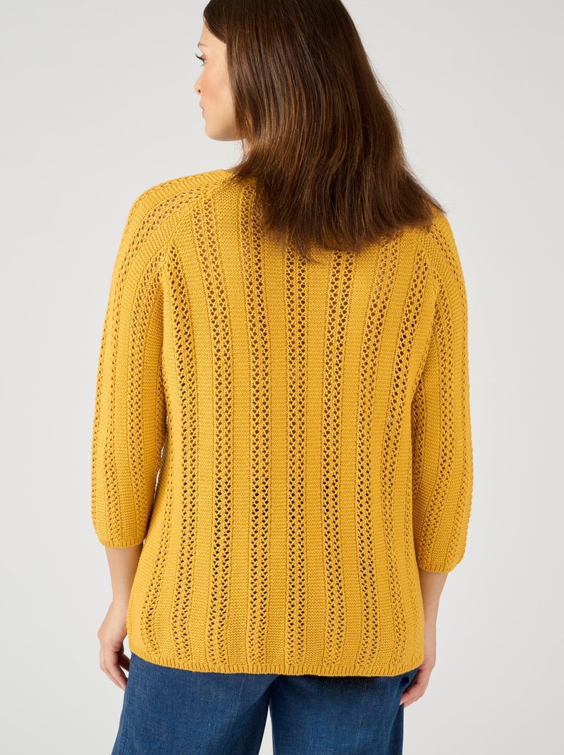 Pull jeu de maille losange - Damart Moutarde - Kiabi