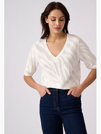 Pull jeu de maille motif zébré - damart