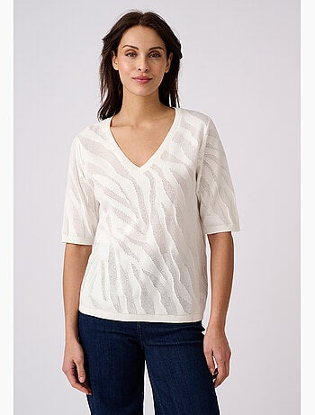 Pull jeu de maille motif zébré - damart