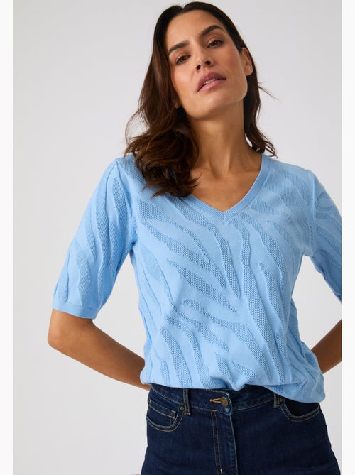 Pull jeu de maille motif zébré - Damart - Kiabi