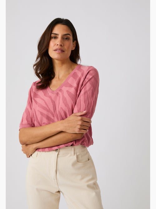 Pull jeu de maille motif zébré - Damart - Kiabi