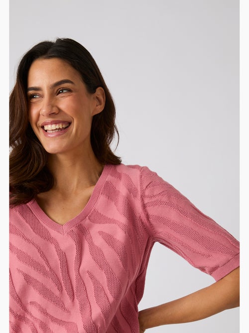Pull jeu de maille motif zébré - Damart - Kiabi