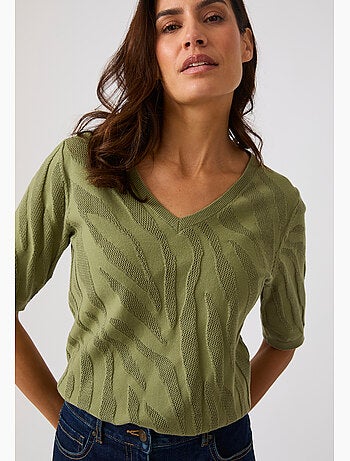 Pull jeu de maille motif zébré - Damart