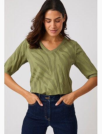 Pull jeu de maille motif zébré - Damart