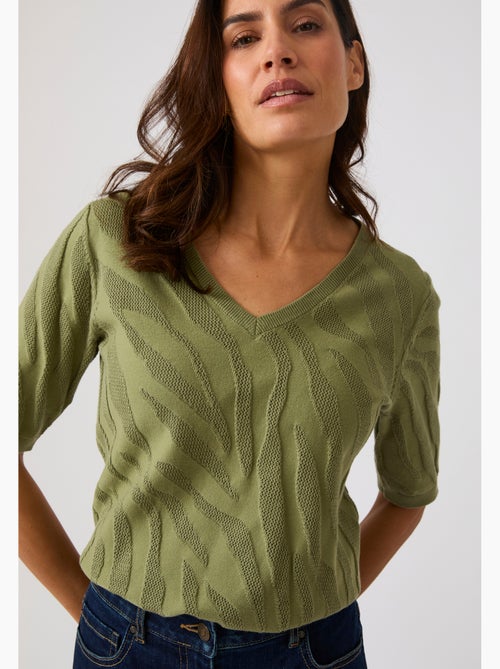 Pull jeu de maille motif zébré - Damart - Kiabi