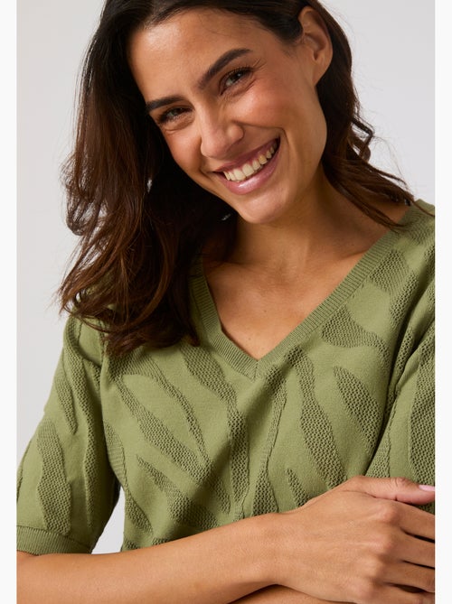 Pull jeu de maille motif zébré - Damart - Kiabi