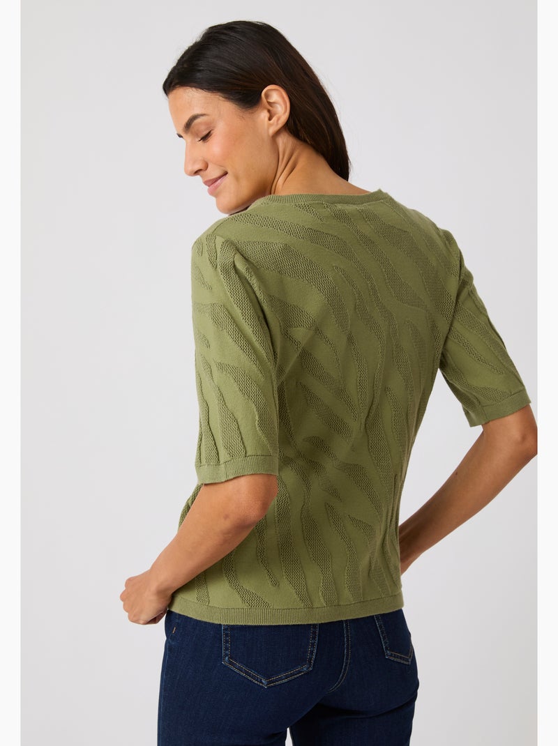 Pull jeu de maille motif zébré - Damart Vert - Kiabi