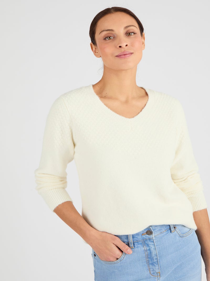 Pull jeu de maille Thermolactyl - Damart Blanc Ecru Blanc - Kiabi