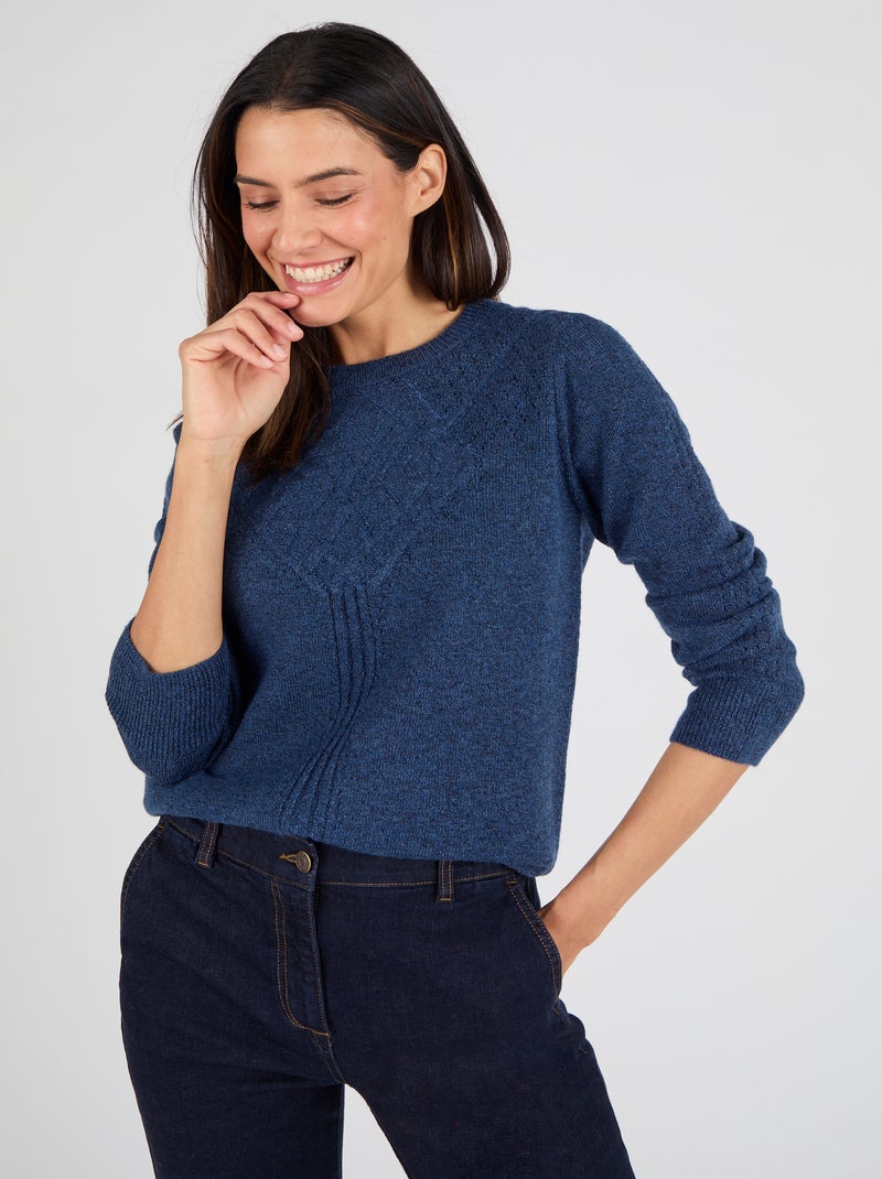 Pull jeu de points Thermolactyl - Damart Bleu marine - Kiabi