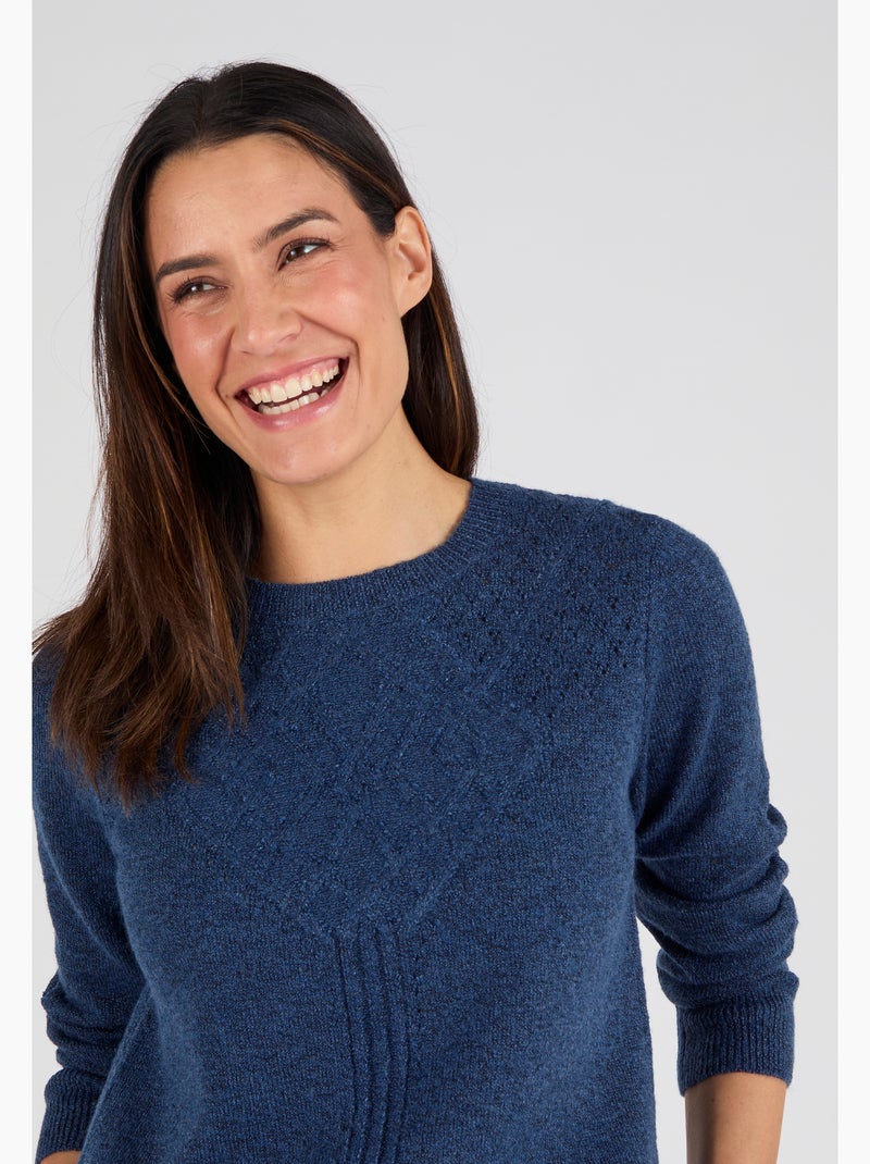 Pull jeu de points Thermolactyl - Damart Bleu marine - Kiabi