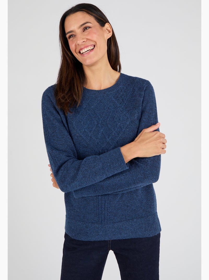 Pull jeu de points Thermolactyl - Damart Bleu marine - Kiabi