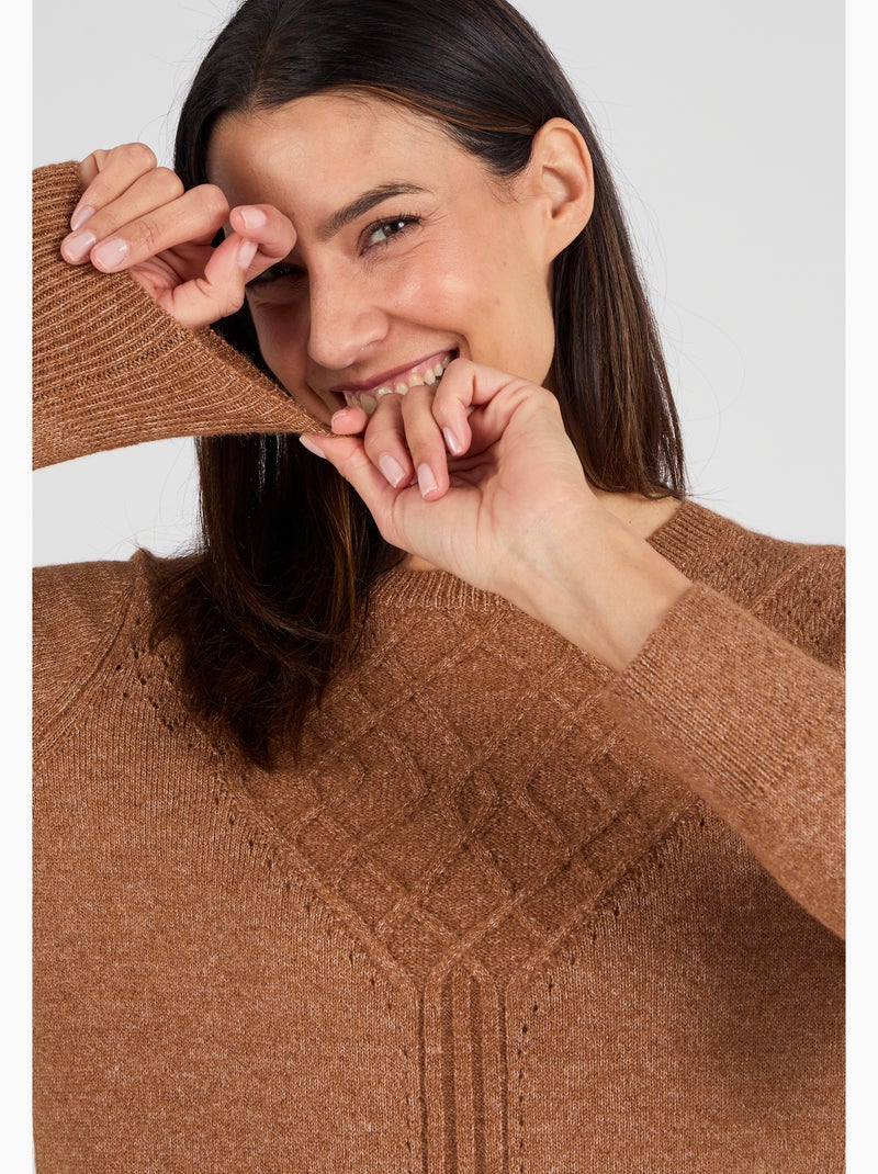 Pull jeu de points Thermolactyl - Damart Marron foncé - Kiabi