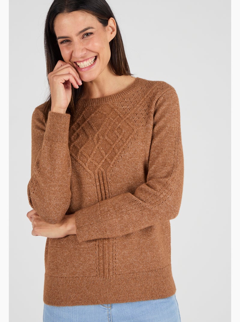 Pull jeu de points Thermolactyl - Damart Marron foncé - Kiabi
