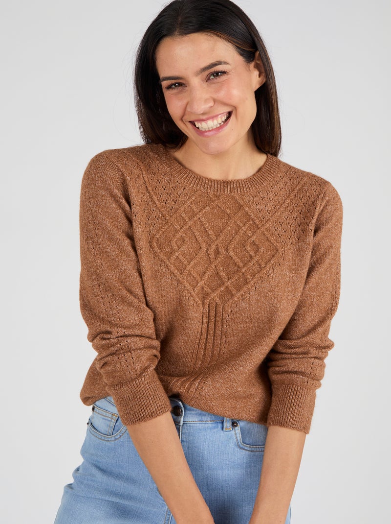 Pull jeu de points Thermolactyl - Damart Marron - Kiabi