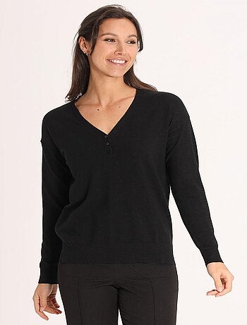 Pull Jool Black | Gerard Pasquier Avec Col V | Gerard Pasquier