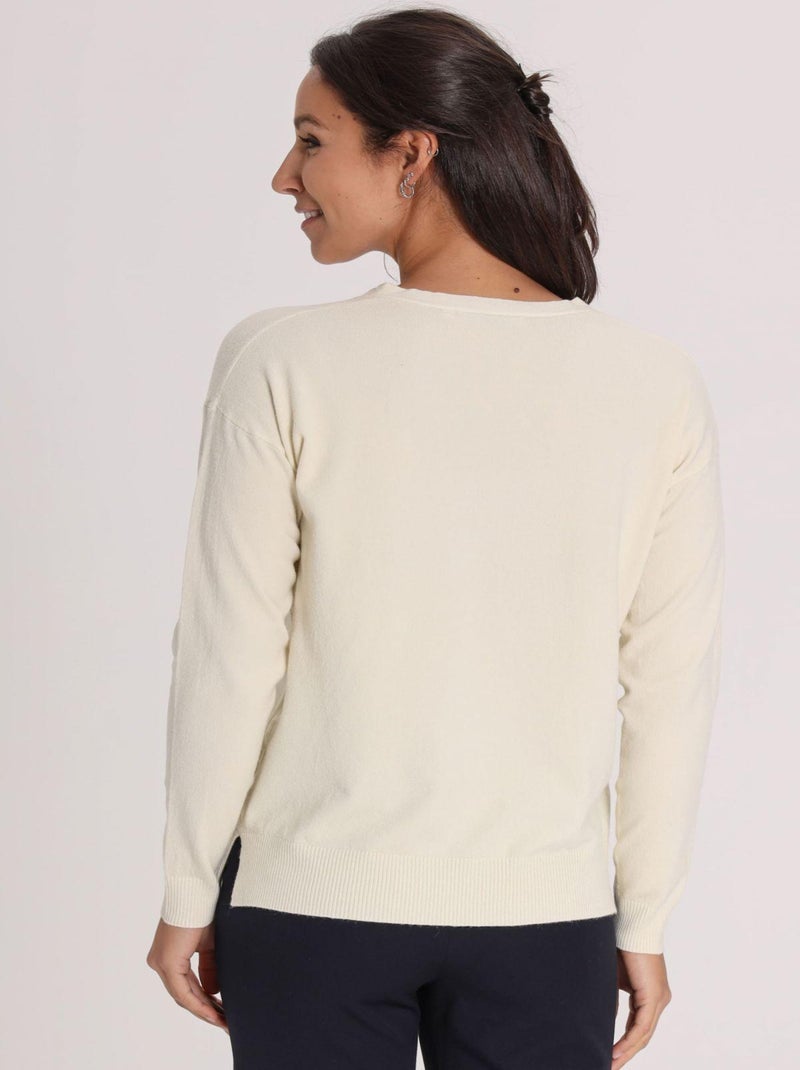 Pull Jool  | Gerard Pasquier Avec Col V | Gerard Pasquier Ecru - Kiabi