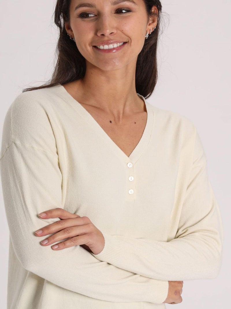 Pull Jool  | Gerard Pasquier Avec Col V | Gerard Pasquier Ecru - Kiabi