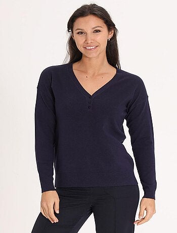 Pull Jool Navy | Gerard Pasquier Avec Col V | Gerard Pasquier