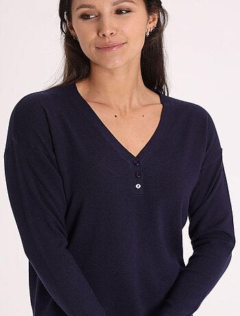 Pull Jool Navy | Gerard Pasquier Avec Col V | Gerard Pasquier