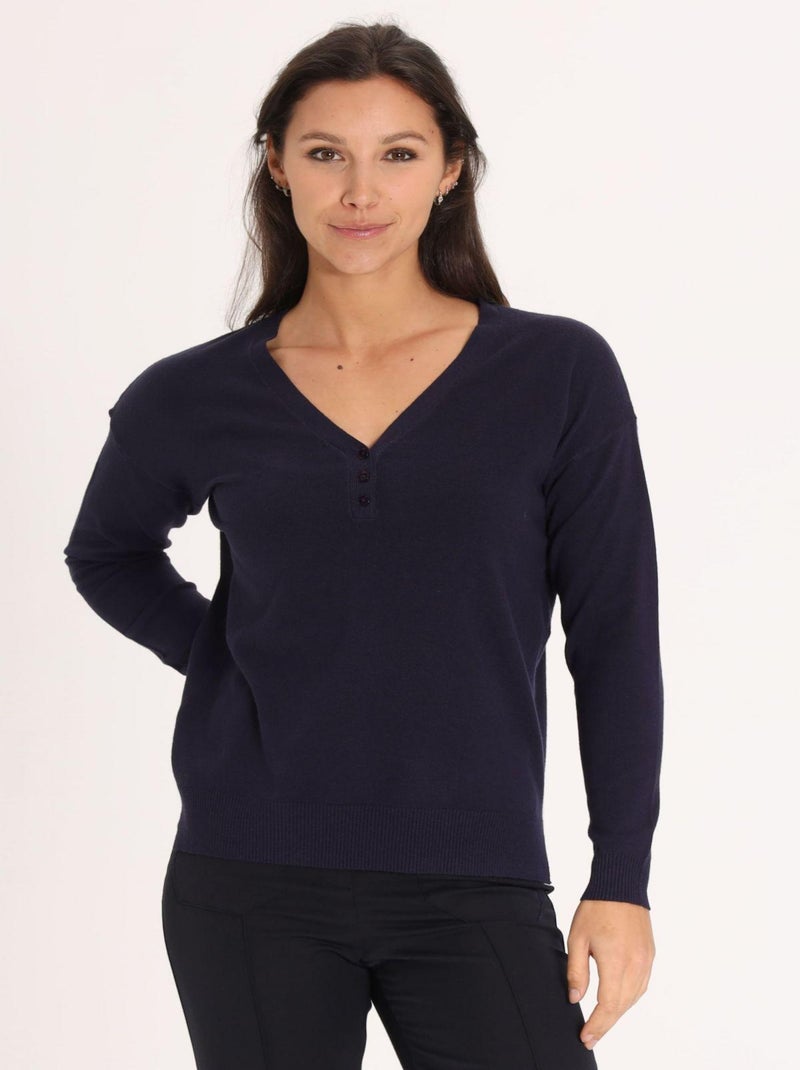 Pull Jool Navy | Gerard Pasquier Avec Col V | Gerard Pasquier Bleu marine - Kiabi