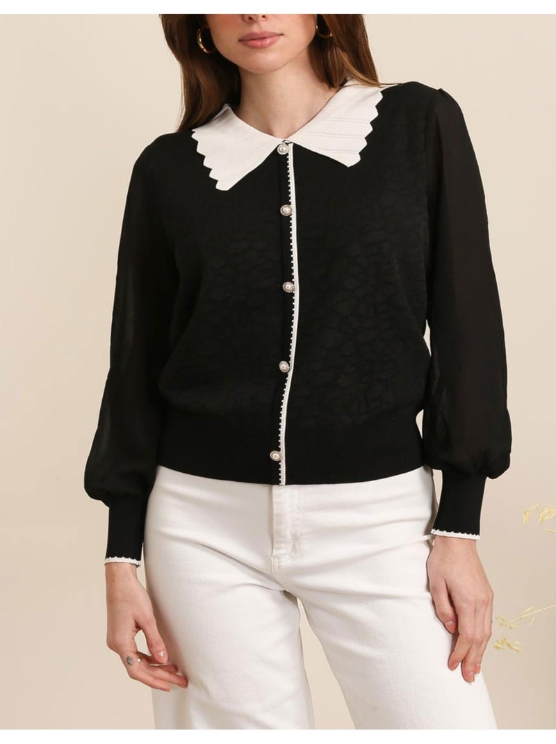 Pull Kebello Blanc Noir - Kiabi