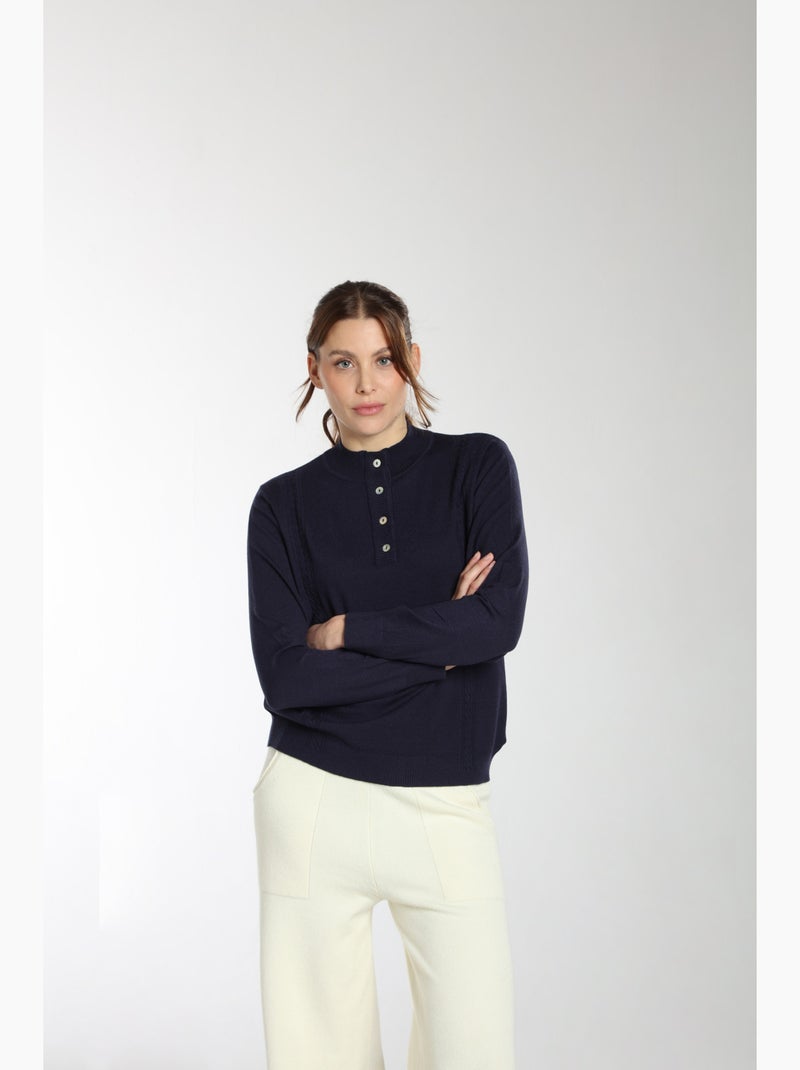 Pull Lady  | Gerard Pasquier Avec Col Pattes De Boutonnière | Gerard Pasquier Bleu marine - Kiabi