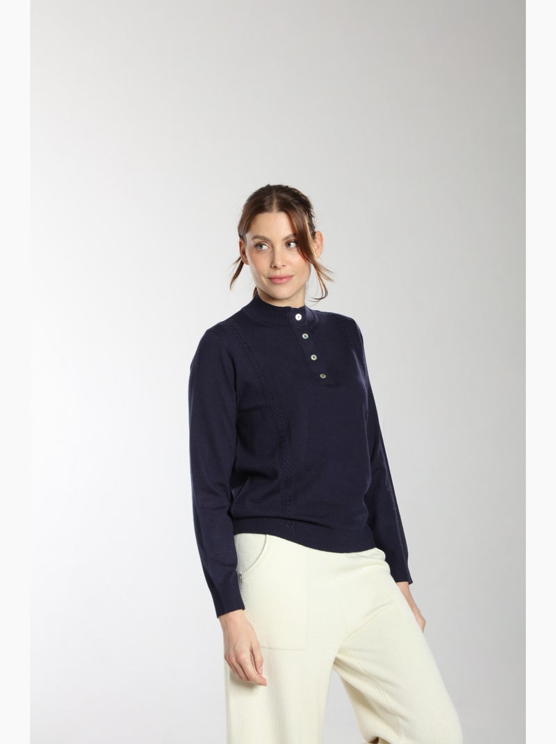 Pull Lady  | Gerard Pasquier Avec Col Pattes De Boutonnière | Gerard Pasquier Bleu marine - Kiabi