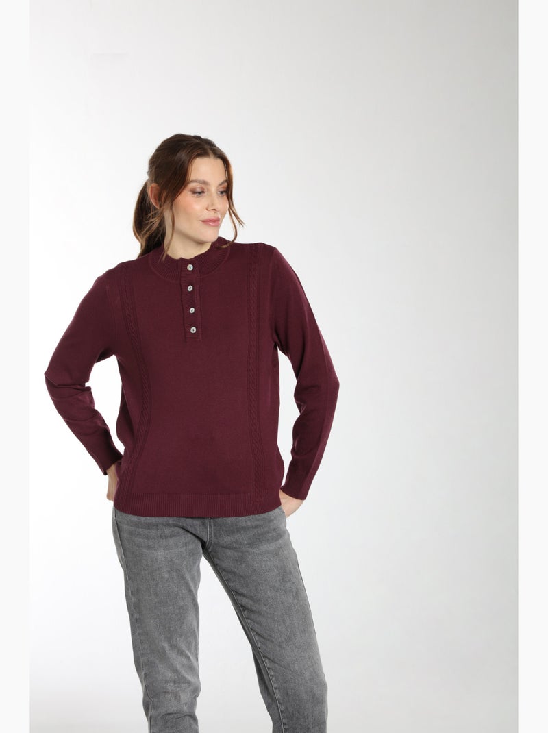 Pull Lady  | Gerard Pasquier Avec Col Pattes De Boutonnière | Gerard Pasquier Bordeaux - Kiabi