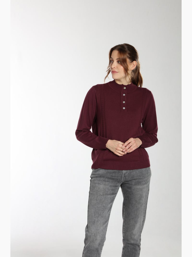 Pull Lady  | Gerard Pasquier Avec Col Pattes De Boutonnière | Gerard Pasquier Bordeaux - Kiabi