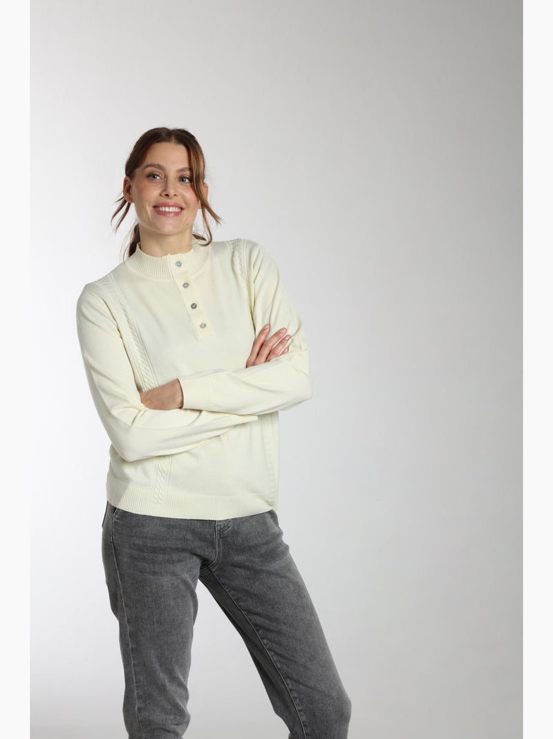 Pull Lady  | Gerard Pasquier Avec Col Pattes De Boutonnière | Gerard Pasquier Ecru - Kiabi