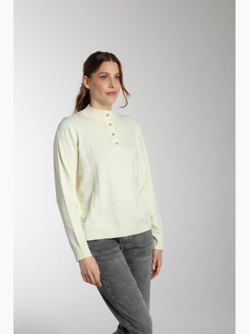 Pull Lady  | Gerard Pasquier Avec Col Pattes De Boutonnière | Gerard Pasquier Ecru - Kiabi