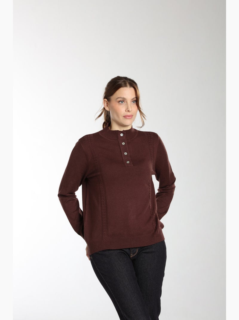 Pull Lady  | Gerard Pasquier Avec Col Pattes De Boutonnière | Gerard Pasquier Marron chocolat - Kiabi