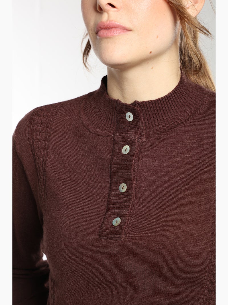 Pull Lady  | Gerard Pasquier Avec Col Pattes De Boutonnière | Gerard Pasquier Marron chocolat - Kiabi