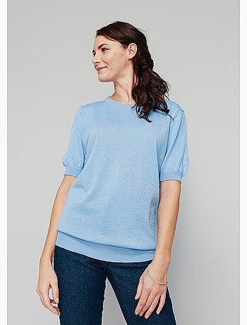 Pull laine mérinos chaud manches courtes