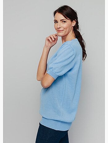 Pull laine mérinos chaud manches courtes