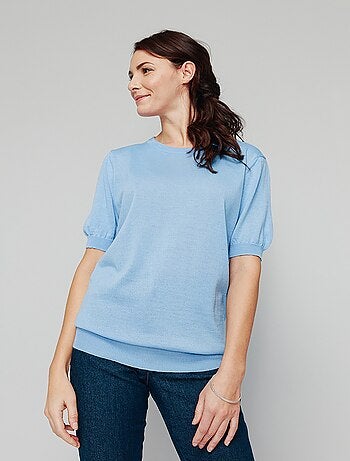 Pull laine mérinos chaud manches courtes