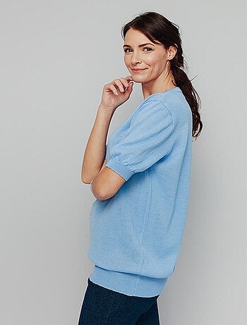 Pull laine mérinos chaud manches courtes