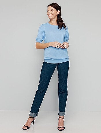 Pull laine mérinos chaud manches courtes