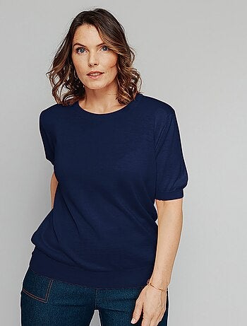 Pull laine mérinos chaud manches courtes