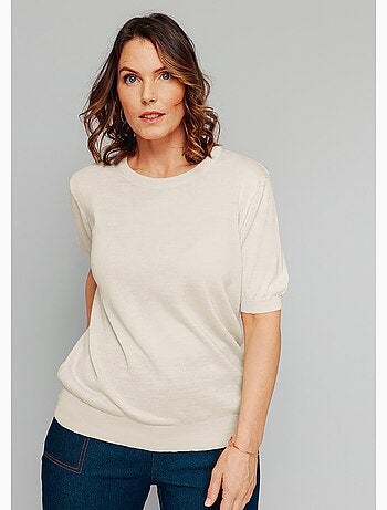 Pull laine mérinos chaud manches courtes