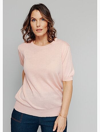 Pull laine mérinos chaud manches courtes