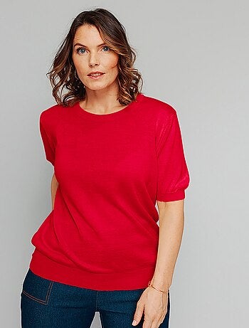 Pull laine mérinos chaud manches courtes