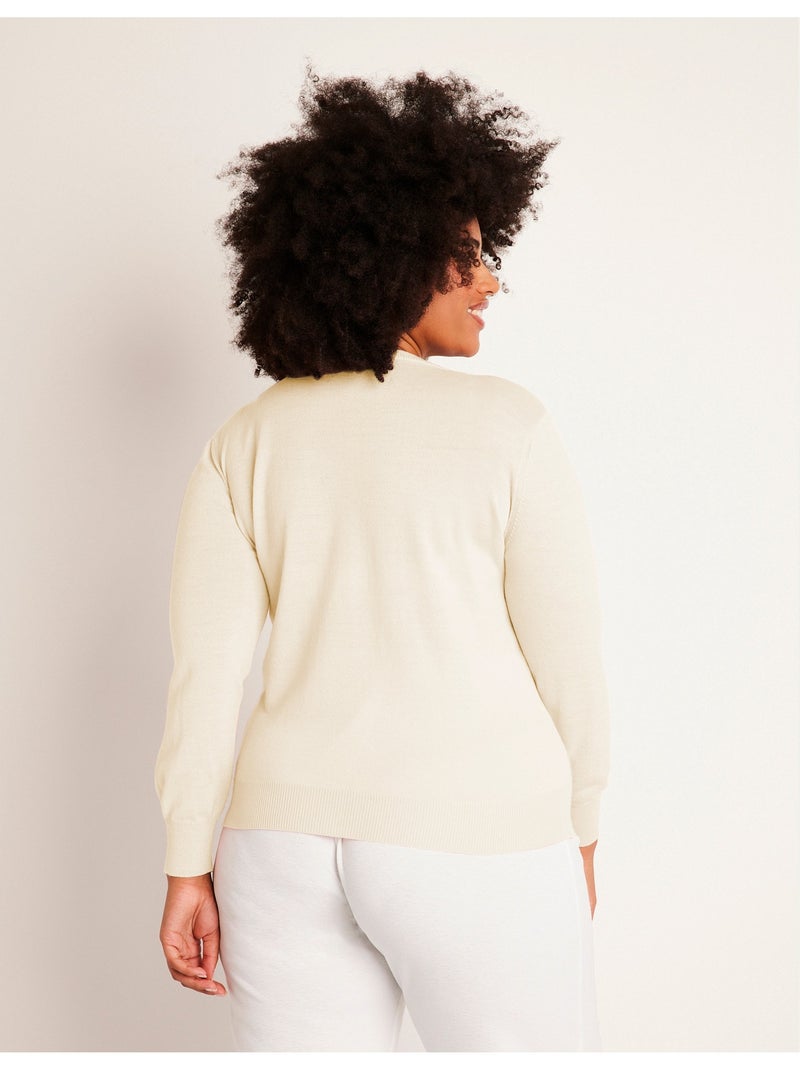 Pull laine mérinos manches longues - afibel Beige - Kiabi